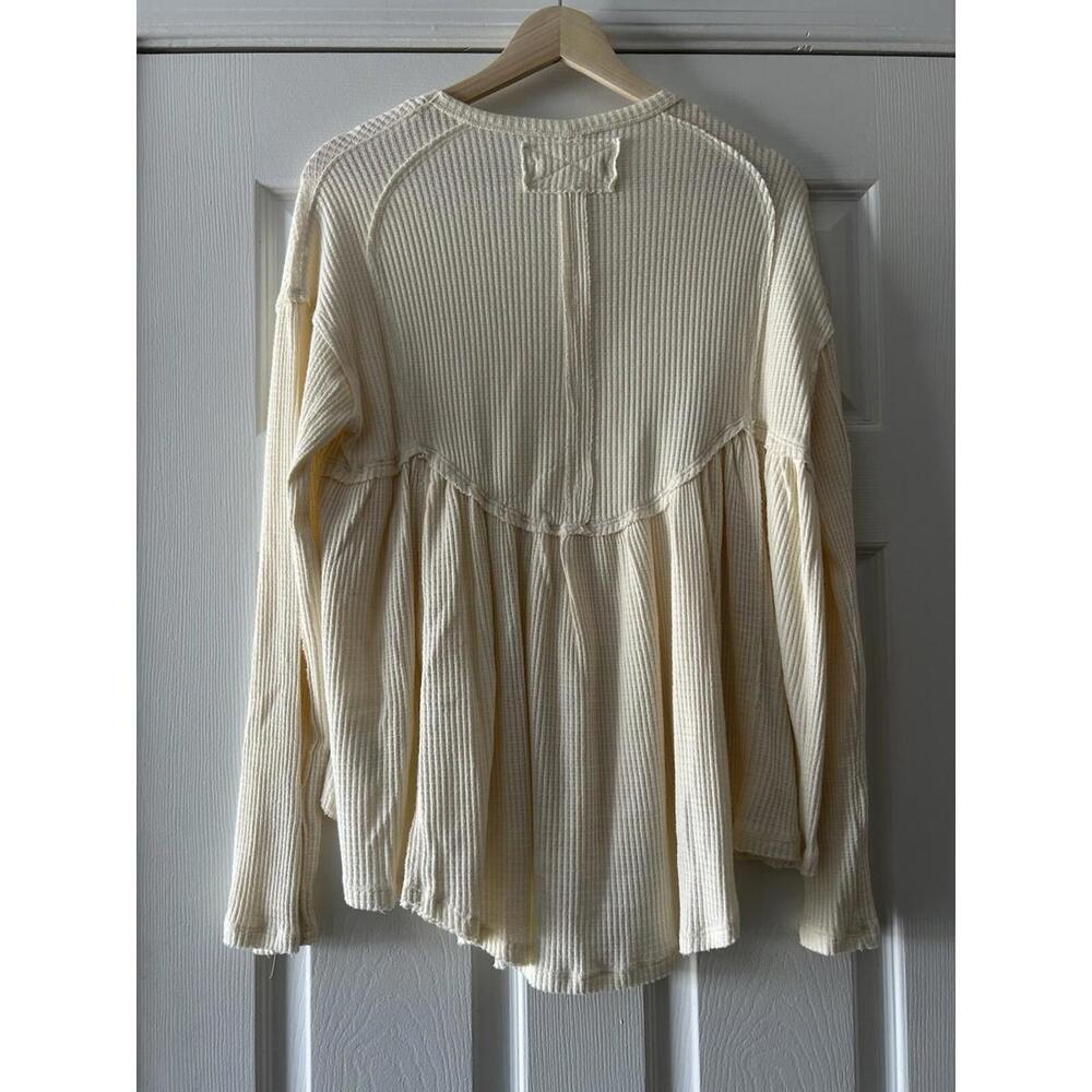 Free People S Oh My Cream thermal babydoll long sleeve top New without tags - Picture 4 of 7